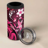 Personalised Memorial Breast Cancer Awareness 4 in 1 Can Cooler Tumbler Plumeria Floral Tribal Pattern LT05 - Polynesian Pride