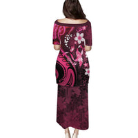 Personalised Memorial Breast Cancer Awareness Family Matching Puletasi and Hawaiian Shirt Plumeria Floral Tribal Pattern LT05 - Polynesian Pride