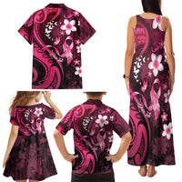 Personalised Memorial Breast Cancer Awareness Family Matching Tank Maxi Dress and Hawaiian Shirt Plumeria Floral Tribal Pattern LT05 - Polynesian Pride