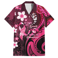 Personalised Memorial Breast Cancer Awareness Hawaiian Shirt Plumeria Floral Tribal Pattern LT05 Black - Polynesian Pride