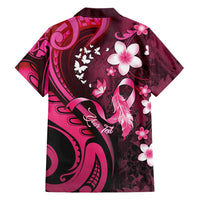 Personalised Memorial Breast Cancer Awareness Hawaiian Shirt Plumeria Floral Tribal Pattern LT05 - Polynesian Pride