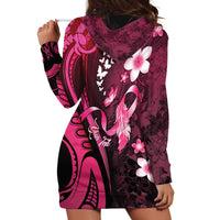 Personalised Memorial Breast Cancer Awareness Hoodie Dress Plumeria Floral Tribal Pattern LT05 - Polynesian Pride