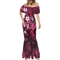 Personalised Memorial Breast Cancer Awareness Mermaid Dress Plumeria Floral Tribal Pattern LT05 - Polynesian Pride