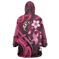 Personalised Memorial Breast Cancer Awareness Wearable Blanket Hoodie Plumeria Floral Tribal Pattern LT05 - Polynesian Pride