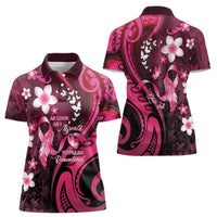 Personalised Memorial Breast Cancer Awareness Women Polo Shirt Plumeria Floral Tribal Pattern LT05 - Polynesian Pride