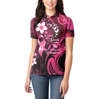 Personalised Memorial Breast Cancer Awareness Women Polo Shirt Plumeria Floral Tribal Pattern LT05 - Polynesian Pride
