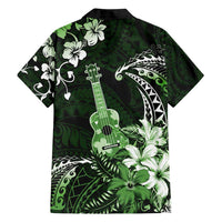 Hawaii Ukulele Family Matching Tank Maxi Dress and Hawaiian Shirt Polynesian Pattern Mix Hibiscus Green Version LT05 - Polynesian Pride