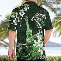 Hawaii Ukulele Hawaiian Shirt Polynesian Pattern Mix Hibiscus Green Version LT05