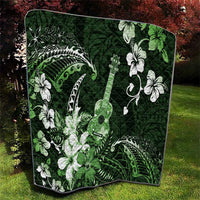 Hawaii Ukulele Quilt Polynesian Pattern Mix Hibiscus Green Version
