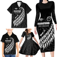 Custom New Zealand Marathon Family Matching Long Sleeve Bodycon Dress and Hawaiian Shirt Maori Style LT05 - Polynesian Pride