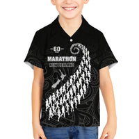Custom New Zealand Marathon Family Matching Off The Shoulder Long Sleeve Dress and Hawaiian Shirt Maori Style LT05 Son's Shirt Black - Polynesian Pride