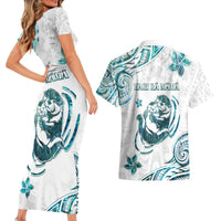 New Zealand Aotearoa Hari Ra Mama Couples Matching Short Sleeve Bodycon Dress and Hawaiian Shirt A Mother's Love Is Like No Otter LT05 - Polynesian Pride