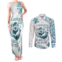New Zealand Aotearoa Hari Ra Mama Couples Matching Tank Maxi Dress and Long Sleeve Button Shirt A Mother's Love Is Like No Otter LT05 White - Polynesian Pride