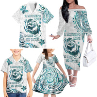 New Zealand Aotearoa Hari Ra Mama Family Matching Off The Shoulder Long Sleeve Dress and Hawaiian Shirt A Mother's Love Is Like No Otter LT05 - Polynesian Pride