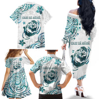New Zealand Aotearoa Hari Ra Mama Family Matching Off The Shoulder Long Sleeve Dress and Hawaiian Shirt A Mother's Love Is Like No Otter LT05 - Polynesian Pride