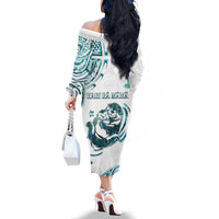 New Zealand Aotearoa Hari Ra Mama Family Matching Off The Shoulder Long Sleeve Dress and Hawaiian Shirt A Mother's Love Is Like No Otter LT05 - Polynesian Pride
