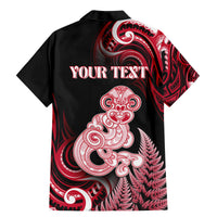 Personalised New Zealand Maori Taniwha Family Matching Mermaid Dress and Hawaiian Shirt Silver Fern Red Version LT05 - Polynesian Pride