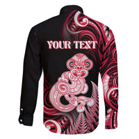 Personalised New Zealand Maori Taniwha Family Matching Tank Maxi Dress and Hawaiian Shirt Silver Fern Red Version LT05 - Polynesian Pride