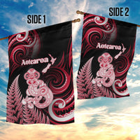 New Zealand Maori Taniwha Garden Flag Silver Fern Red Version