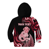 Personalised New Zealand Maori Taniwha Kid Hoodie Silver Fern Red Version LT05 - Polynesian Pride