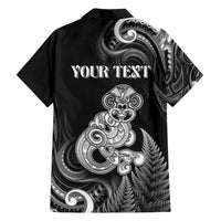 Personalised New Zealand Maori Taniwha Family Matching Tank Maxi Dress and Hawaiian Shirt Silver Fern Black Version LT05 - Polynesian Pride