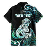 Personalised New Zealand Maori Taniwha Family Matching Mermaid Dress and Hawaiian Shirt Silver Fern Paua Shell Version LT05 - Polynesian Pride