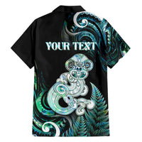 Personalised New Zealand Maori Taniwha Family Matching Off Shoulder Maxi Dress and Hawaiian Shirt Silver Fern Paua Shell Version
