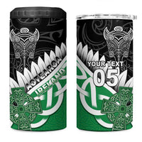 New Zealand And Ireland Rugby Custom 4 in 1 Can Cooler Tumbler Silver Fern With Celtic Cross LT05 One Size: 16 oz Green - Polynesian Pride