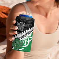 New Zealand And Ireland Rugby Custom 4 in 1 Can Cooler Tumbler Silver Fern With Celtic Cross LT05 - Polynesian Pride