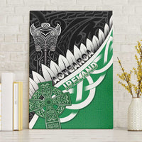 New Zealand And Ireland Rugby Canvas Wall Art Silver Fern With Celtic Cross LT05 Without Frame Green - Polynesian Pride