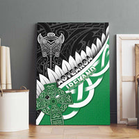 New Zealand And Ireland Rugby Canvas Wall Art Silver Fern With Celtic Cross LT05 - Polynesian Pride