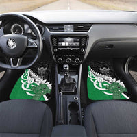 New Zealand And Ireland Rugby Car Mats Silver Fern With Celtic Cross LT05 Set 2pcs - Front Green - Polynesian Pride