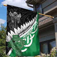 New Zealand And Ireland Rugby Garden Flag Silver Fern With Celtic Cross LT05 - Polynesian Pride