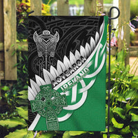 New Zealand And Ireland Rugby Garden Flag Silver Fern With Celtic Cross LT05 Garden Flag Green - Polynesian Pride
