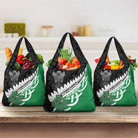 New Zealand And Ireland Rugby Grocery Bag Silver Fern With Celtic Cross LT05 3-pack One Size Green - Polynesian Pride