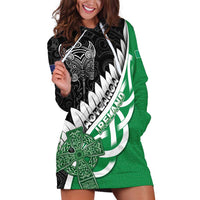 New Zealand And Ireland Rugby Custom Hoodie Dress Silver Fern With Celtic Cross