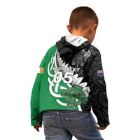 New Zealand And Ireland Rugby Custom Kid Hoodie Silver Fern With Celtic Cross LT05 - Polynesian Pride