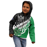 New Zealand And Ireland Rugby Custom Kid Hoodie Silver Fern With Celtic Cross LT05 - Polynesian Pride