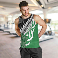 New Zealand And Ireland Rugby Custom Men Tank Top Silver Fern With Celtic Cross LT05 Green - Polynesian Pride