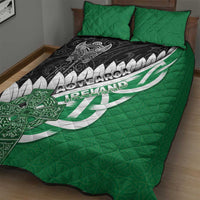 New Zealand And Ireland Rugby Quilt Bed Set Silver Fern With Celtic Cross LT05 - Polynesian Pride