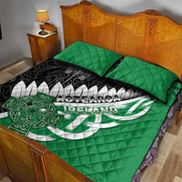 New Zealand And Ireland Rugby Quilt Bed Set Silver Fern With Celtic Cross LT05 - Polynesian Pride
