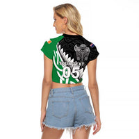 New Zealand And Ireland Rugby Custom Raglan Cropped T Shirt Silver Fern With Celtic Cross LT05 - Polynesian Pride