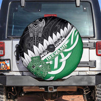 New Zealand And Ireland Rugby Spare Tire Cover Silver Fern With Celtic Cross LT05 Green - Polynesian Pride