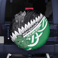 New Zealand And Ireland Rugby Spare Tire Cover Silver Fern With Celtic Cross LT05 No hole Green - Polynesian Pride