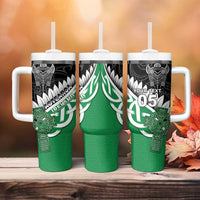 New Zealand And Ireland Rugby Custom Tumbler With Handle Silver Fern With Celtic Cross LT05 - Polynesian Pride
