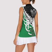 New Zealand And Ireland Rugby Custom Women Sleeveless Polo Shirt Silver Fern With Celtic Cross LT05 - Polynesian Pride
