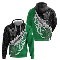 New Zealand And Ireland Rugby Custom Zip Hoodie Silver Fern With Celtic Cross LT05 - Polynesian Pride