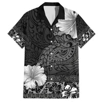 Hawaii Hibiscus With Black Polynesian Pattern Family Matching Short Sleeve Bodycon Dress and Hawaiian Shirt LT05 Dad's Shirt - Short Sleeve Black - Polynesian Pride