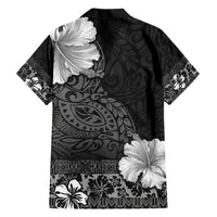 Hawaii Hibiscus With Black Polynesian Pattern Family Matching Short Sleeve Bodycon Dress and Hawaiian Shirt LT05 - Polynesian Pride