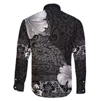 Hawaii Hibiscus With Black Polynesian Pattern Family Matching Short Sleeve Bodycon Dress and Hawaiian Shirt LT05 - Polynesian Pride